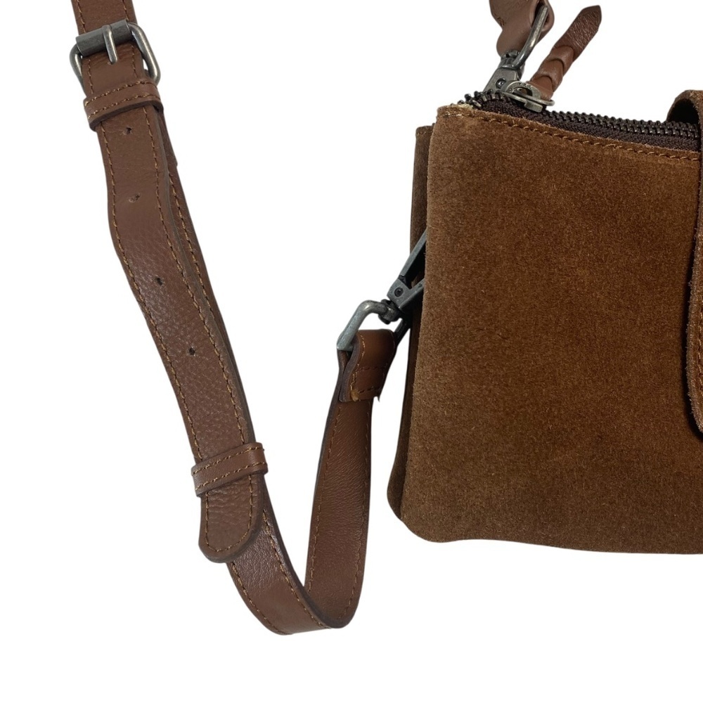 HARBOUR 2nd brown Suede Leather Crossbody Shoulder bag Double Strap Baguette - Picture 7 of 12